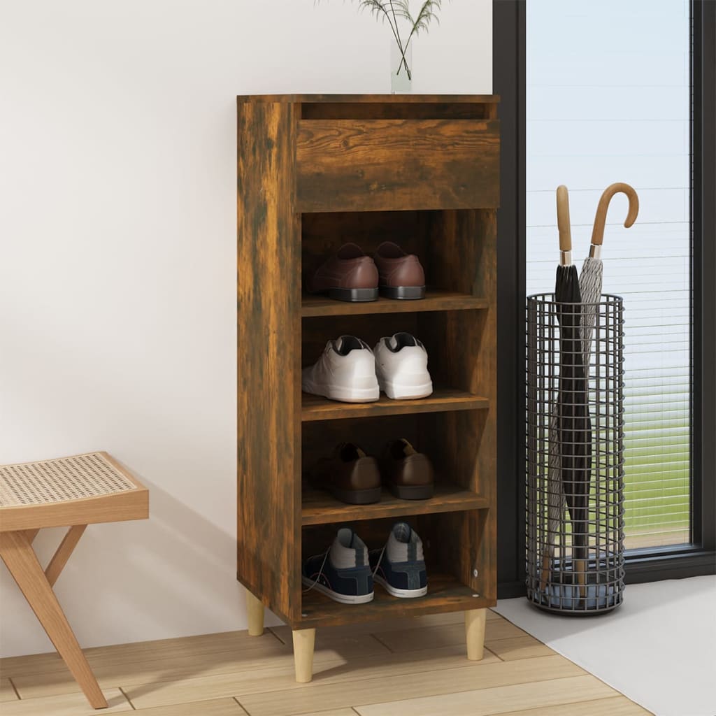 skoskab 40x36x105 cm konstrueret træ røget egetræsfarve