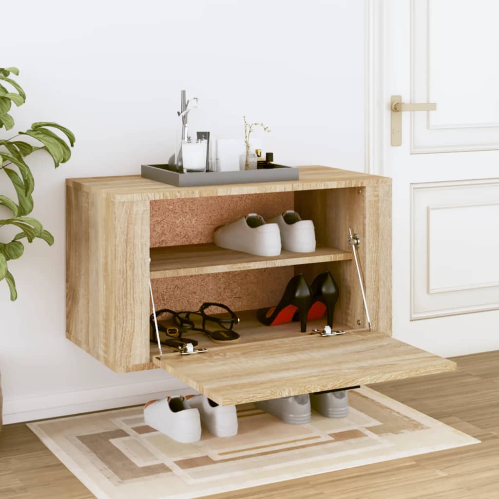 væghængt skoskab 70x35x38 cm konstrueret træ Sonoma-eg