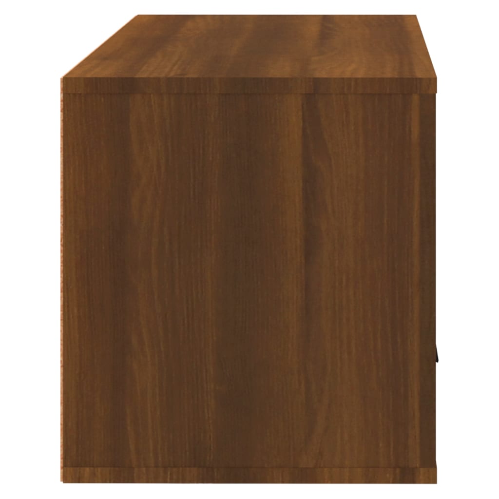 væghængt skoskab 70x35x38 cm massivt fyrretræ træ brun egetræ