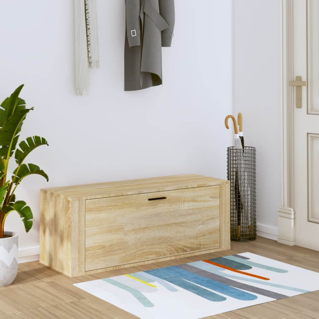 væghængt skoskab 100x35x38 cm konstrueret træ Sonoma-eg