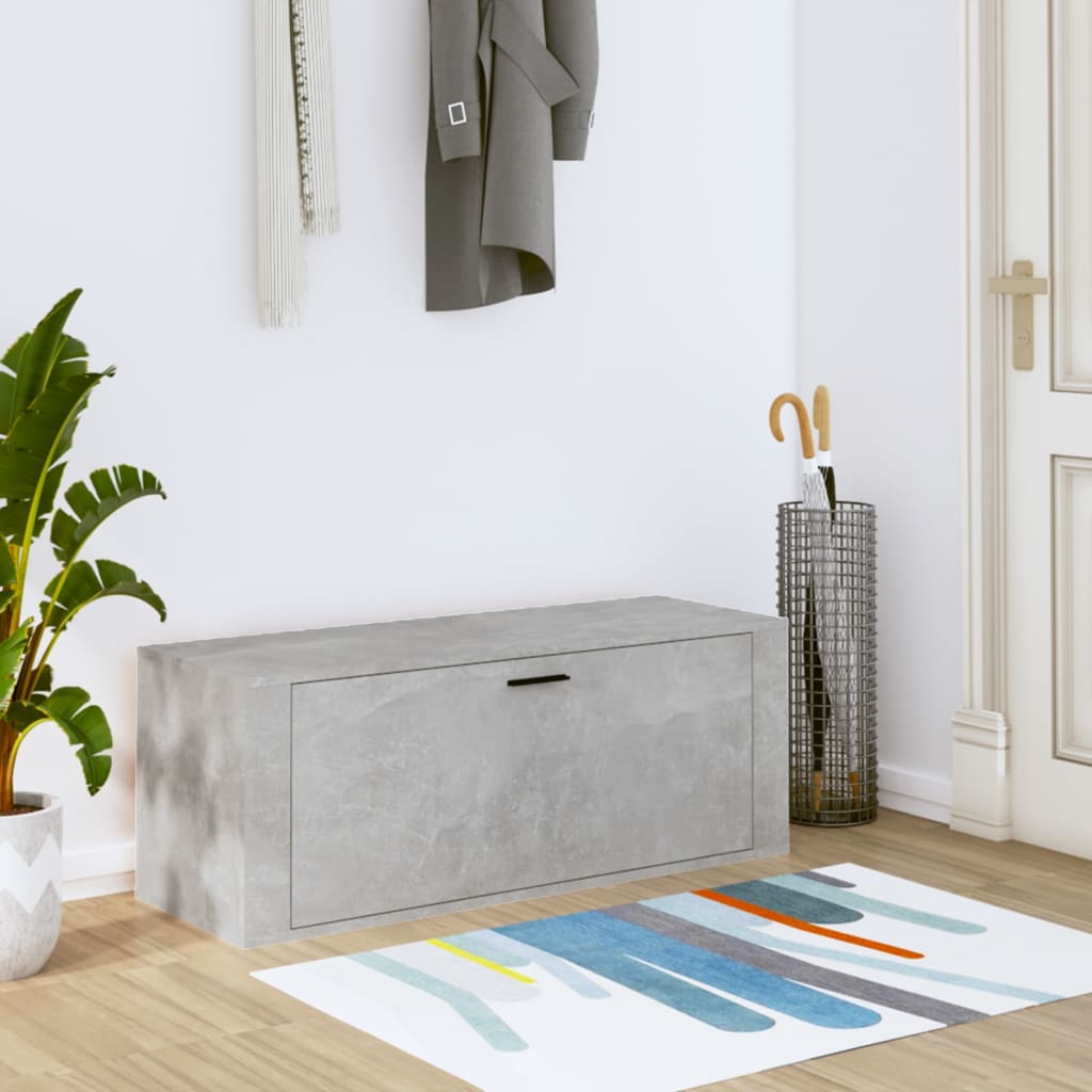 væghængt skoskab 100x35x38 cm konstrueret træ betongrå