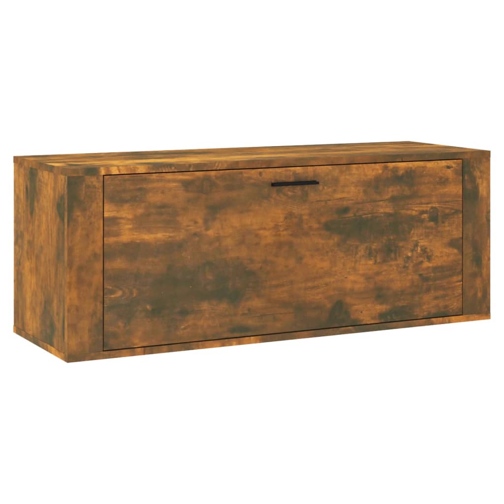 væghængt skoskab 100x35x38 cm konstrueret træ røget egetræ