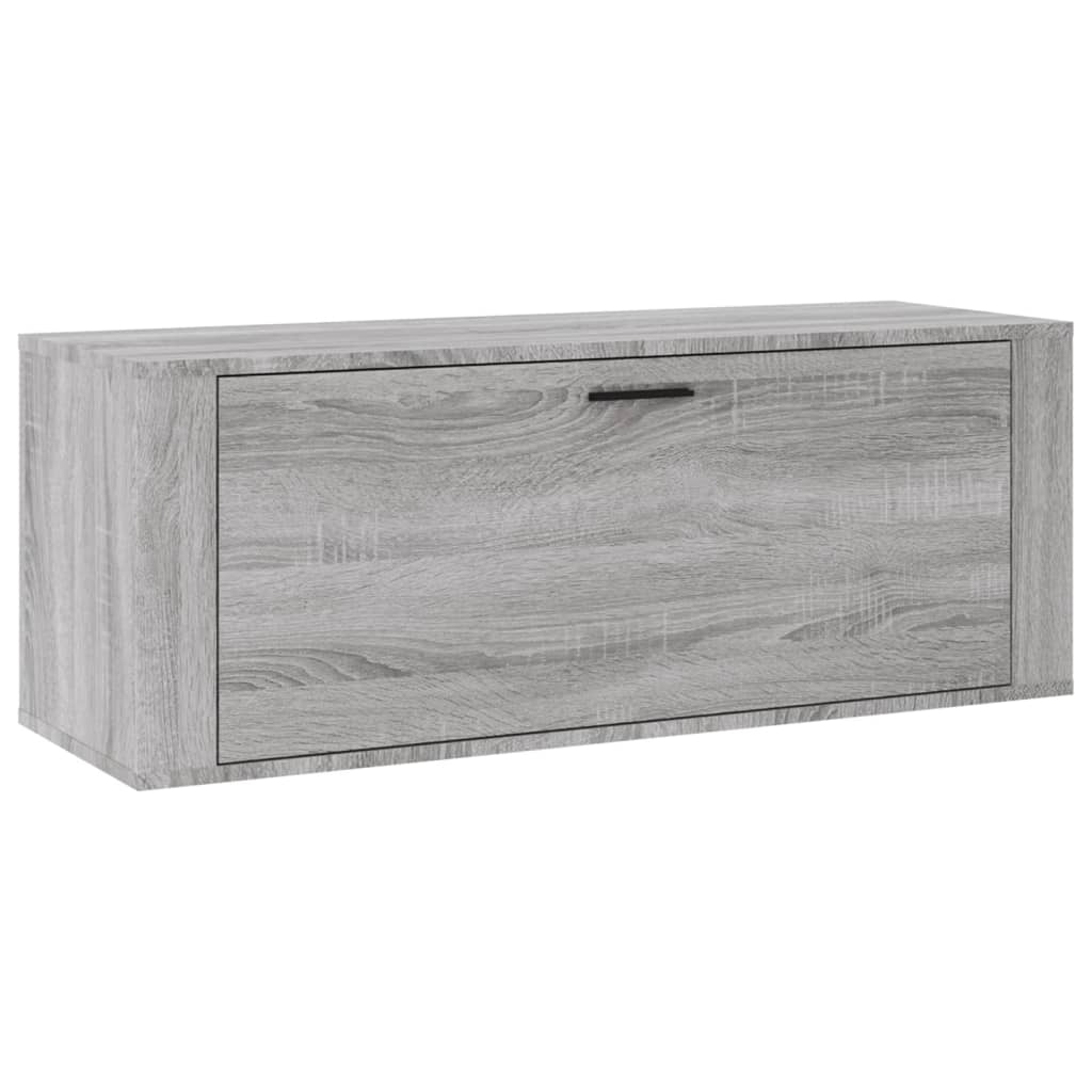 væghængt skoskab 100x35x38 cm konstrueret træ grå sonoma-eg