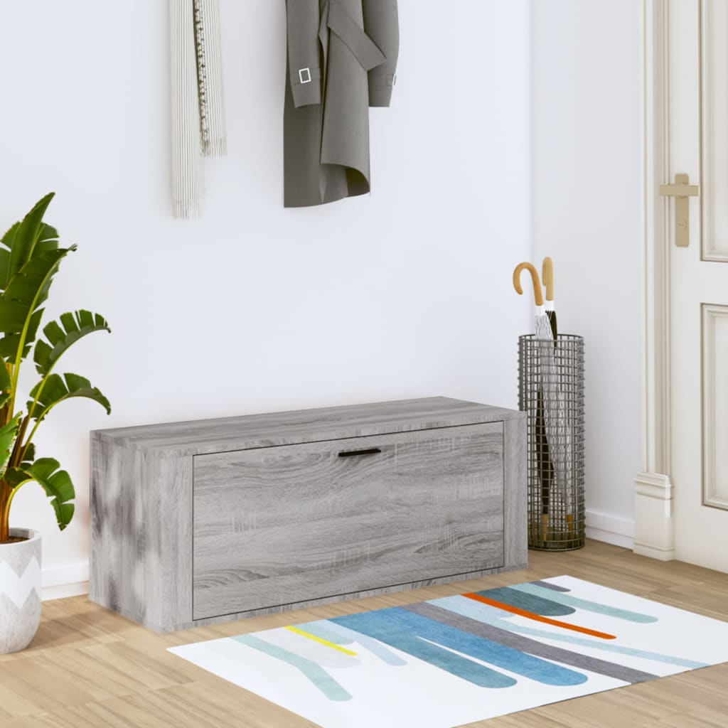 væghængt skoskab 100x35x38 cm konstrueret træ grå sonoma-eg