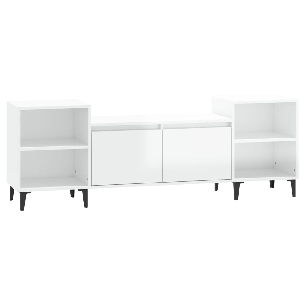 tv-bord 160x35x55 cm konstrueret træ hvid højglans
