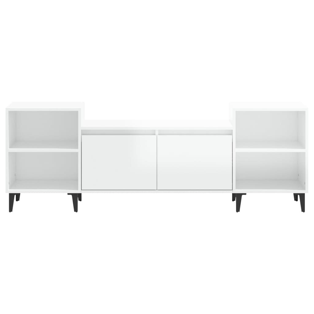 tv-bord 160x35x55 cm konstrueret træ hvid højglans