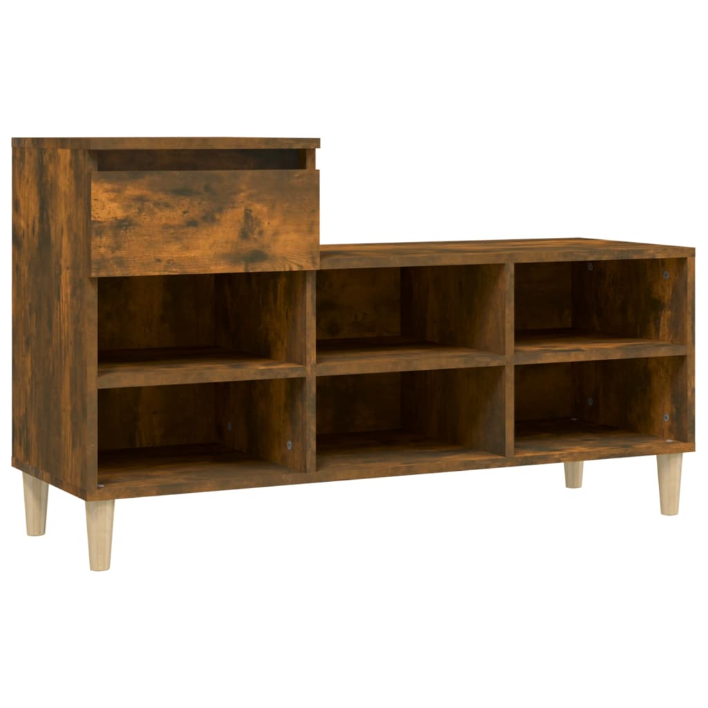 skoskab 102x36x60 cm konstrueret træ røget egetræsfarve