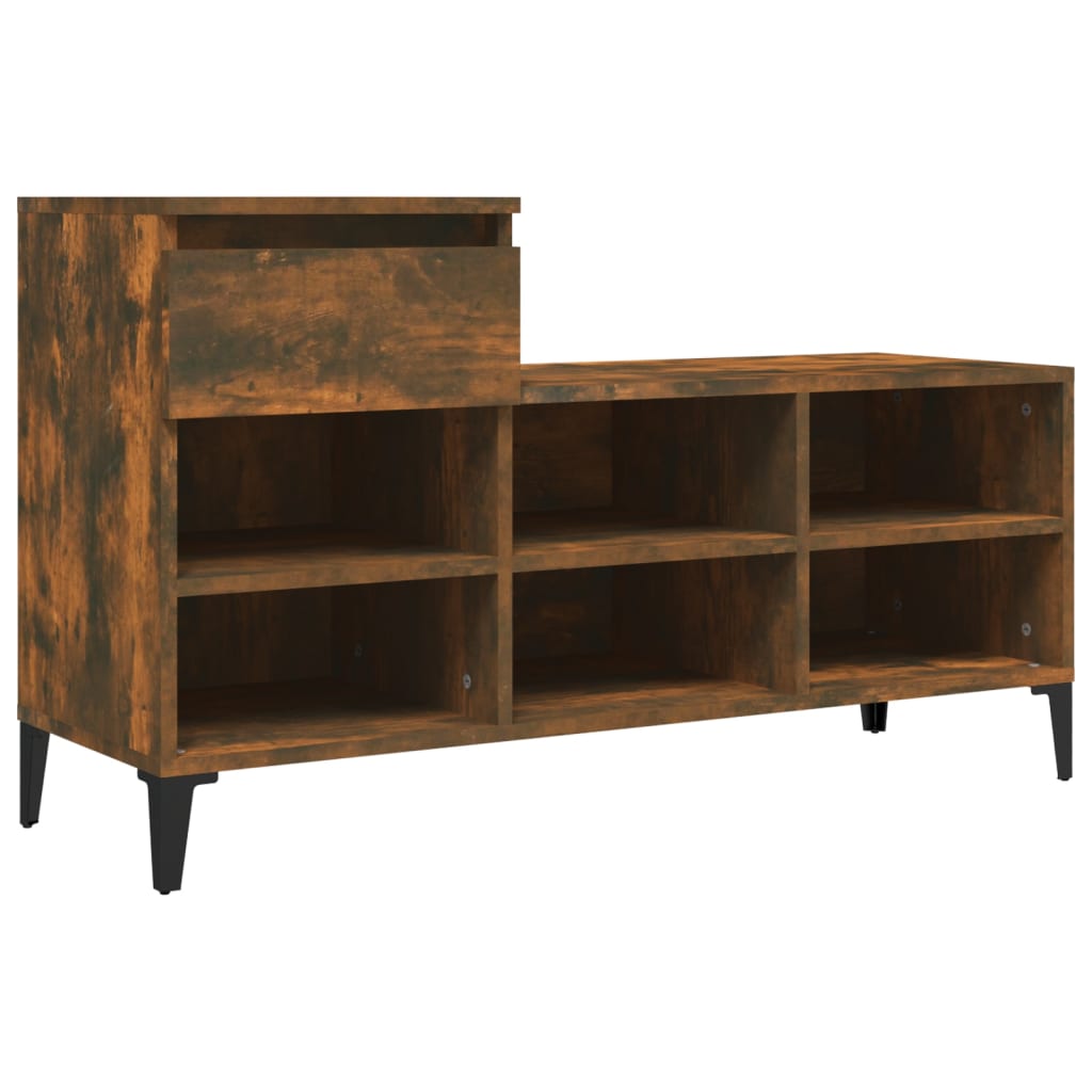 skoskab 102x36x60 cm konstrueret træ røget egetræsfarve