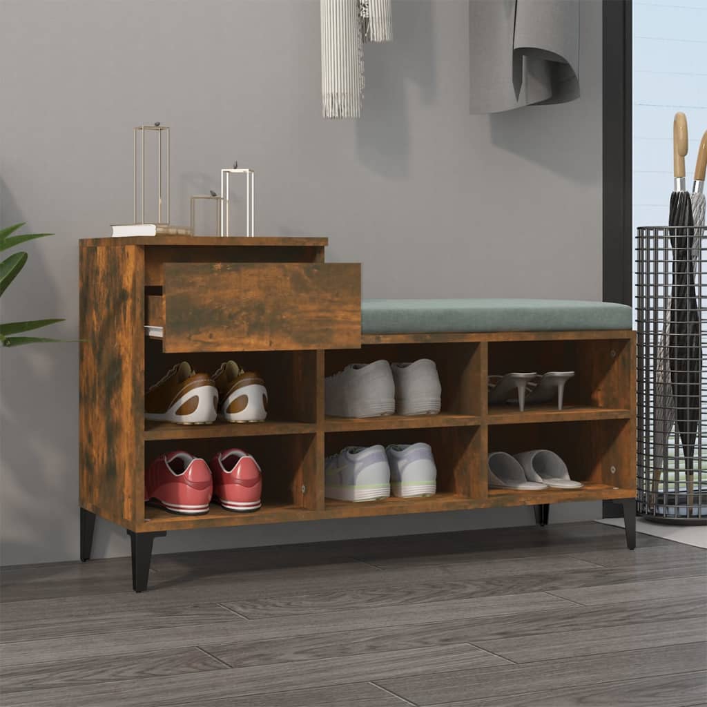 skoskab 102x36x60 cm konstrueret træ røget egetræsfarve