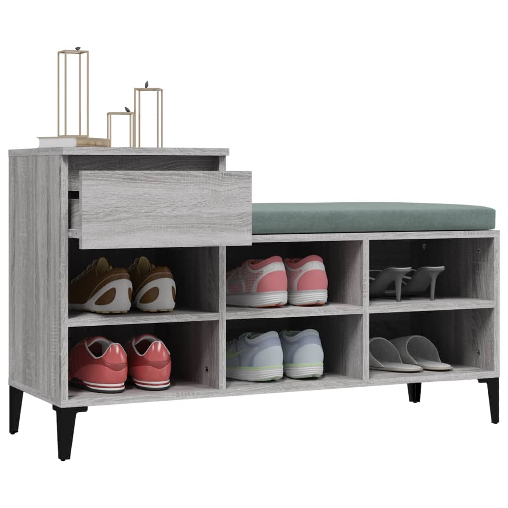 skoskab 102x36x60 cm konstrueret træ grå sonoma-eg