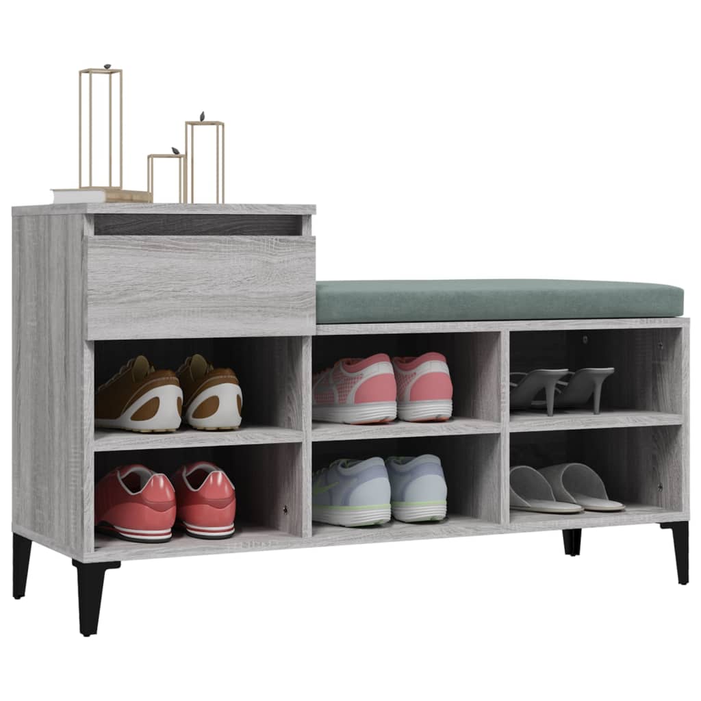 skoskab 102x36x60 cm konstrueret træ grå sonoma-eg