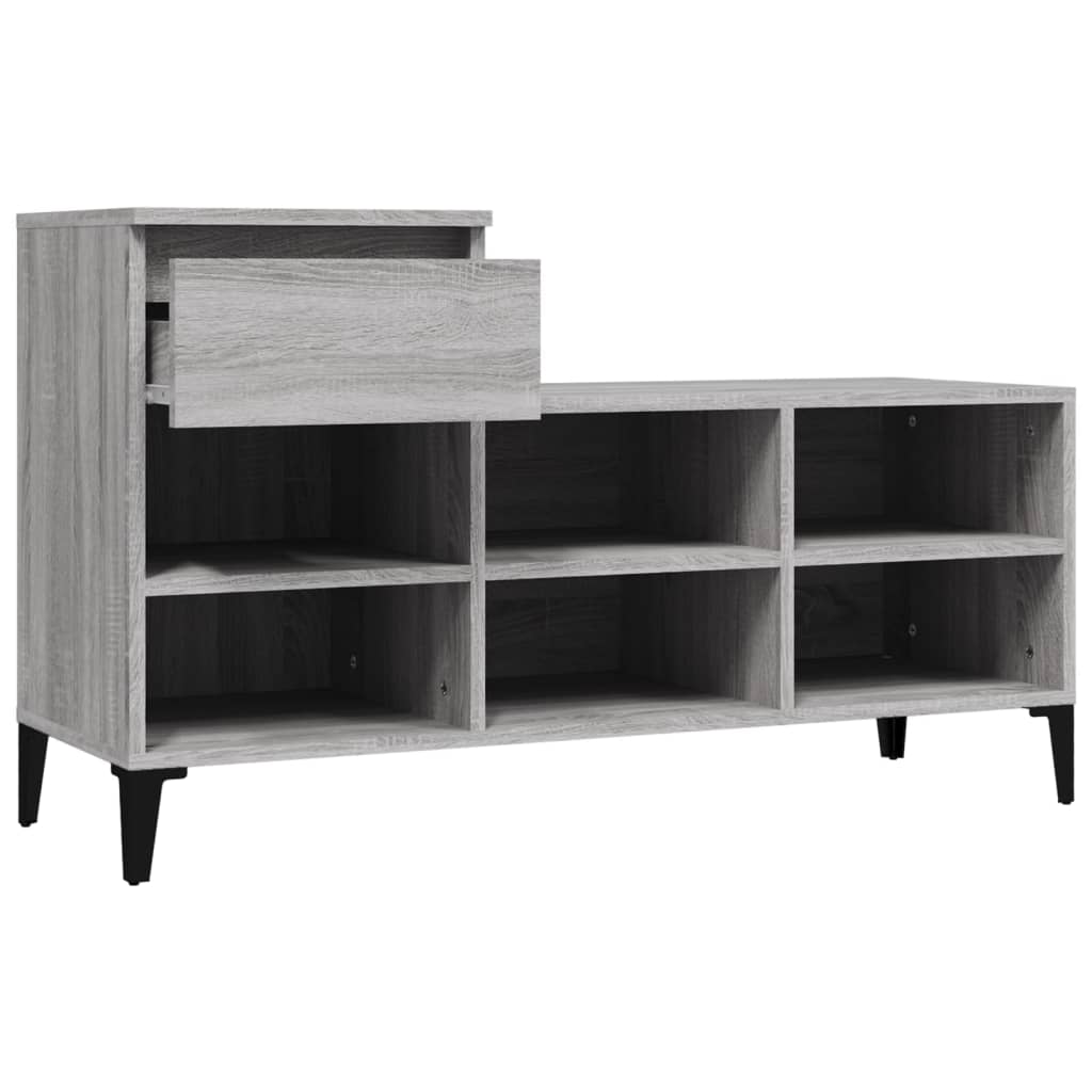 skoskab 102x36x60 cm konstrueret træ grå sonoma-eg