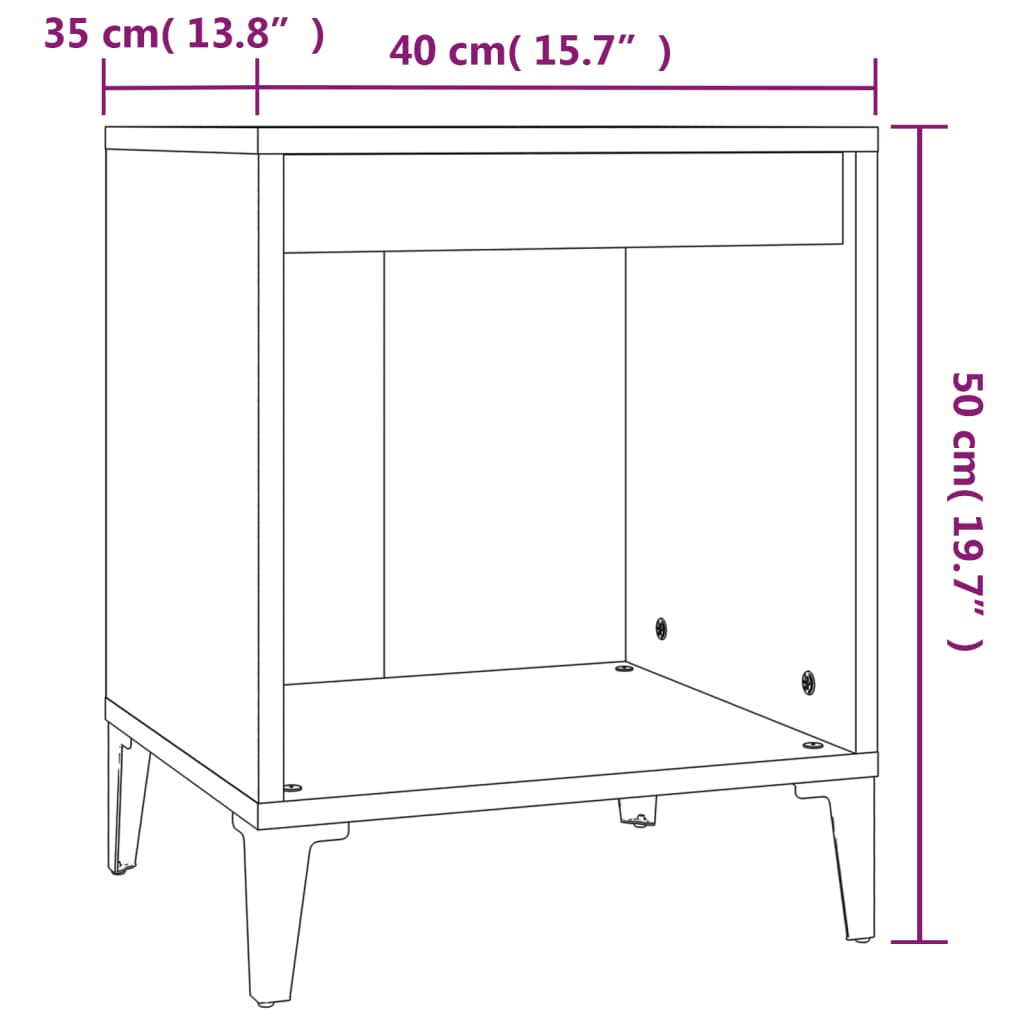 sengebord 40x35x50 cm hvid