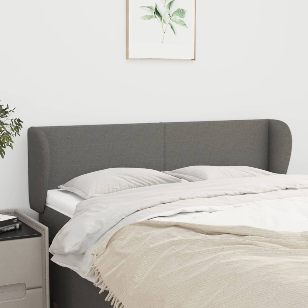 sengegavl med kanter 147x23x78/88 cm stof mørkegrå
