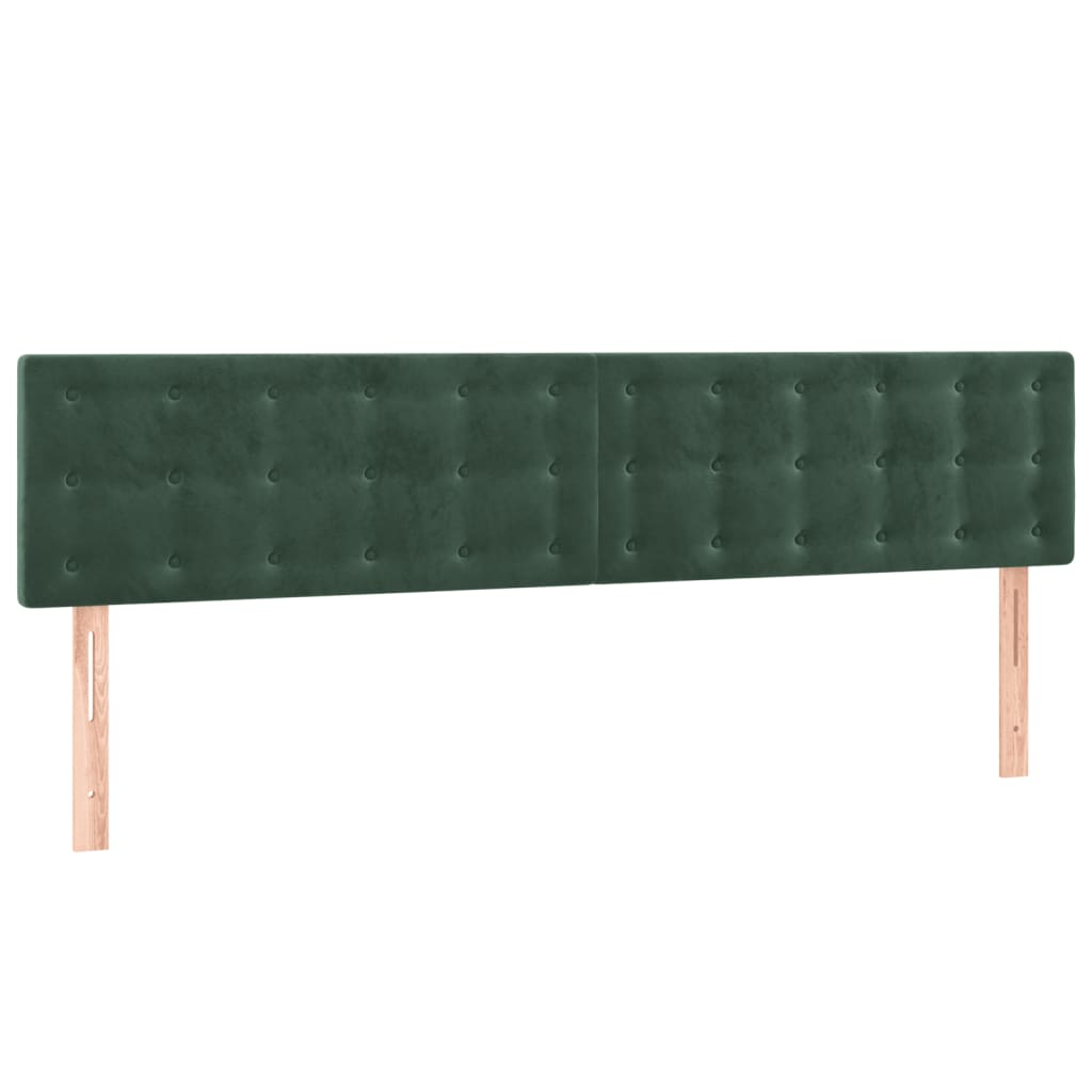 kontinentalseng med LED-lys 200x200 cm fløjl mørkegrøn