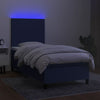 kontinentalseng med LED-lys 90x190 cm stof blå