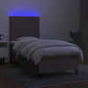 kontinentalseng med LED-lys 90x200 cm stof gråbrun