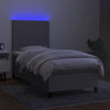 kontinentalseng med LED-lys 100x200 cm stof lysegrå