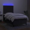 kontinentalseng med LED-lys 100x200 cm stof sort