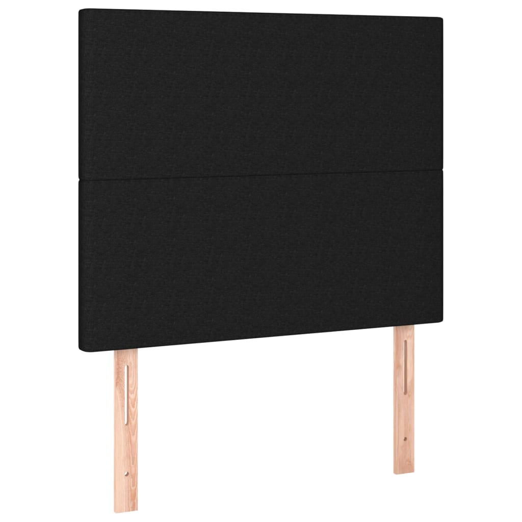 kontinentalseng med LED-lys 100x200 cm stof sort