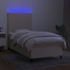 kontinentalseng med LED-lys 100x200 cm stof cremefarvet