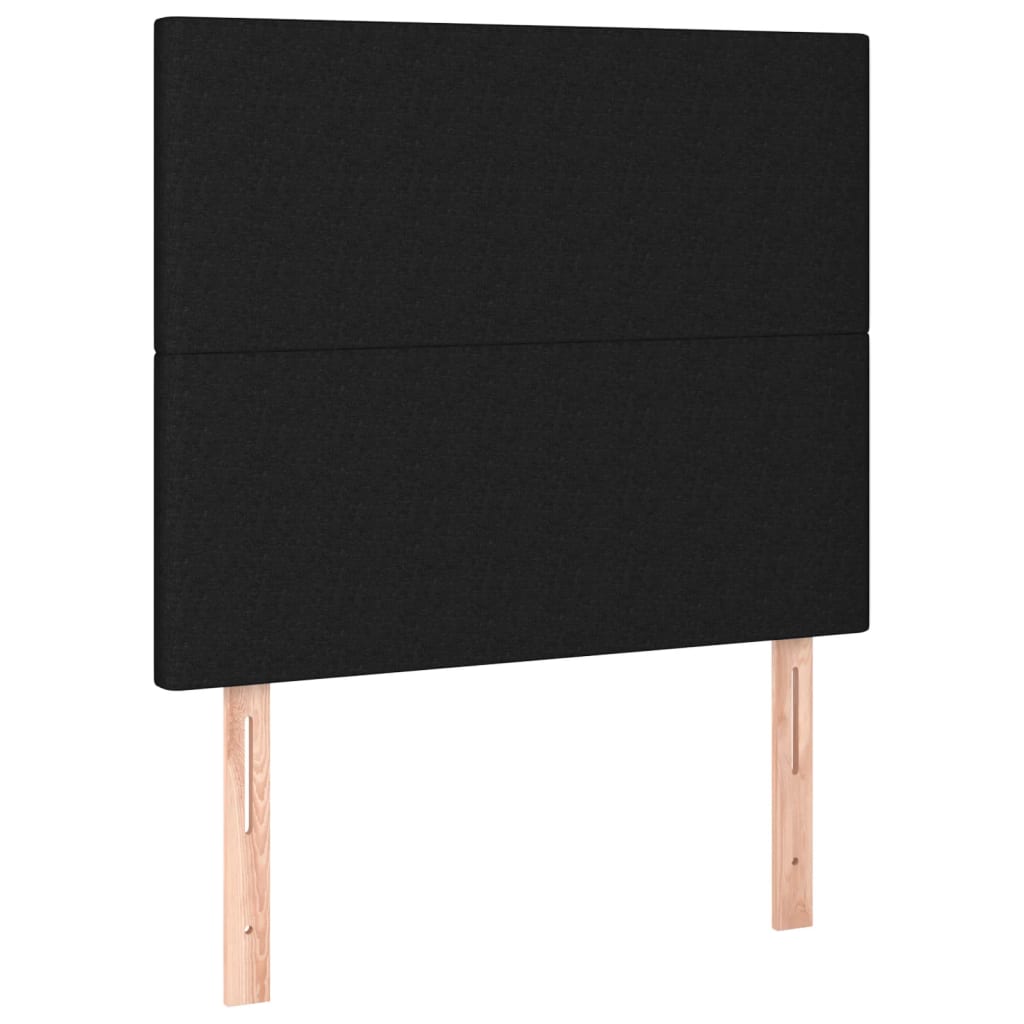 kontinentalseng med LED-lys 120x200 cm stof sort