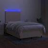 kontinentalseng med LED-lys 120x200 cm stof cremefarvet