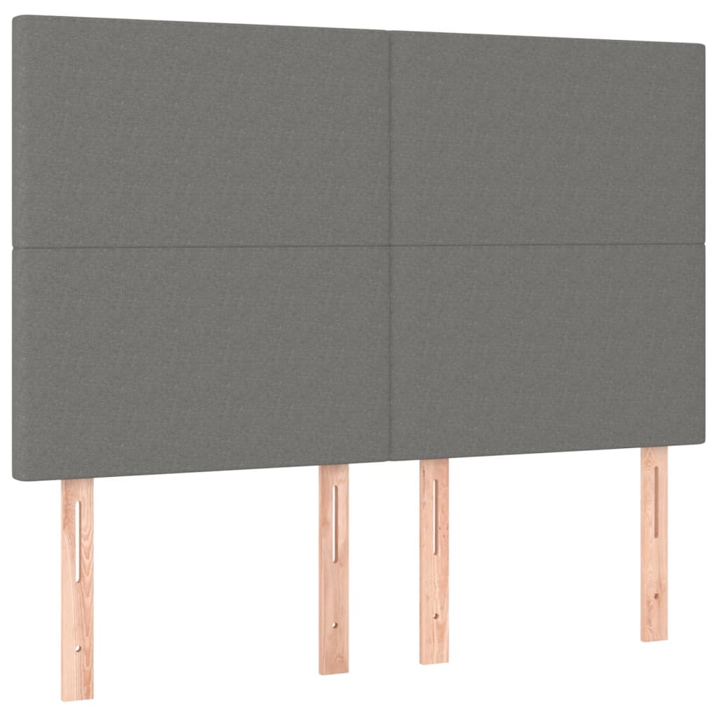 kontinentalseng med LED-lys 140x200 cm stof mørkegrå