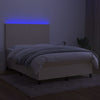 kontinentalseng med LED-lys 140x200 cm stof cremefarvet