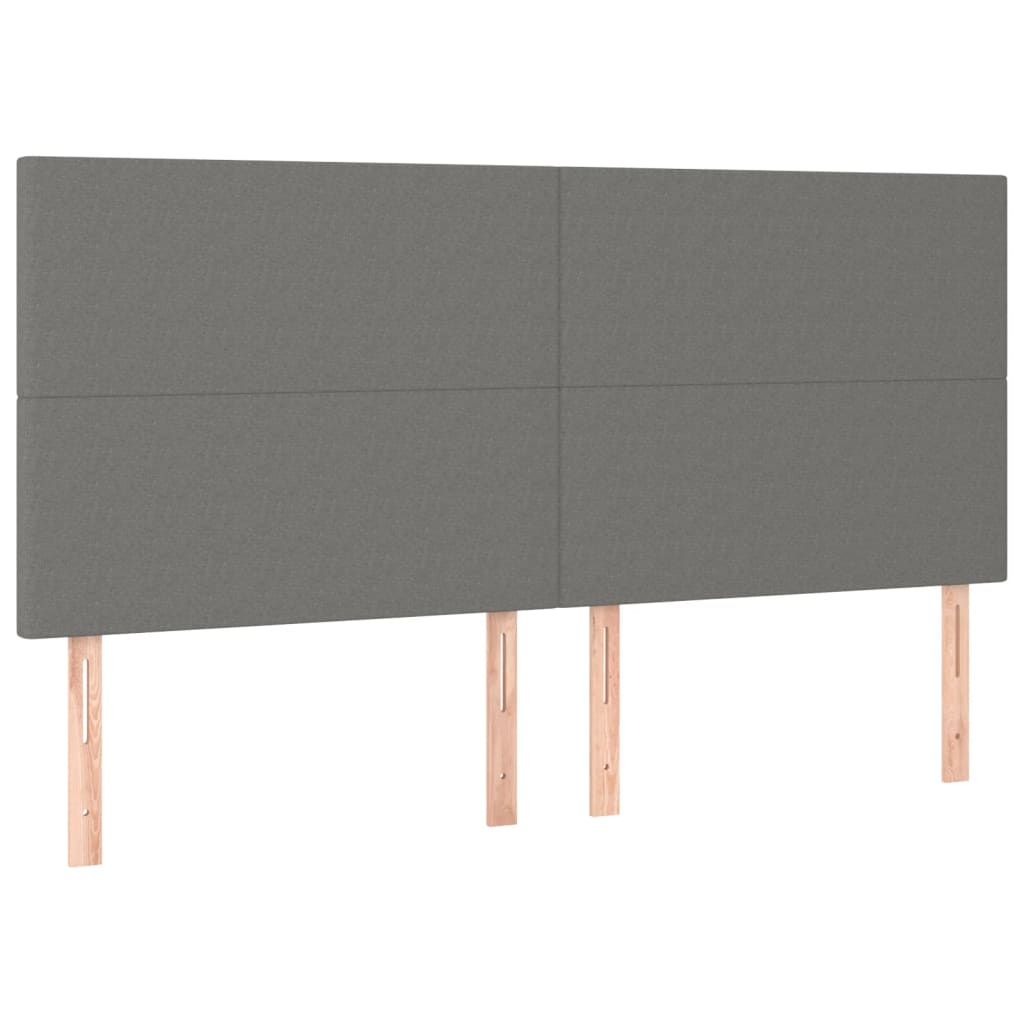 kontinentalseng med LED-lys 160x200 cm stof mørkegrå