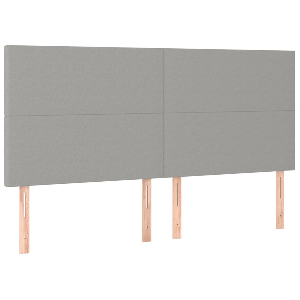kontinentalseng med LED-lys 180x200 cm stof lysegrå