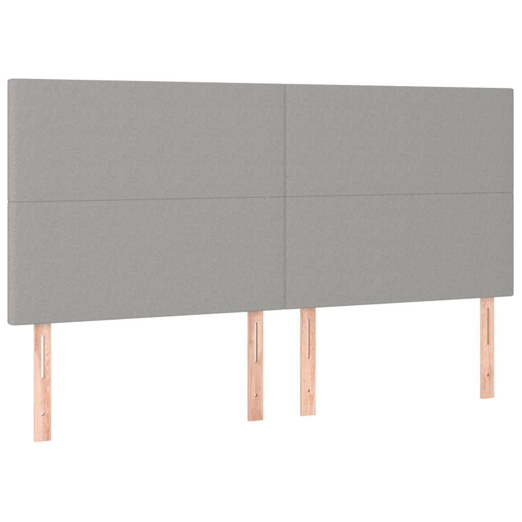 kontinentalseng med LED-lys 200x200 cm stof lysegrå