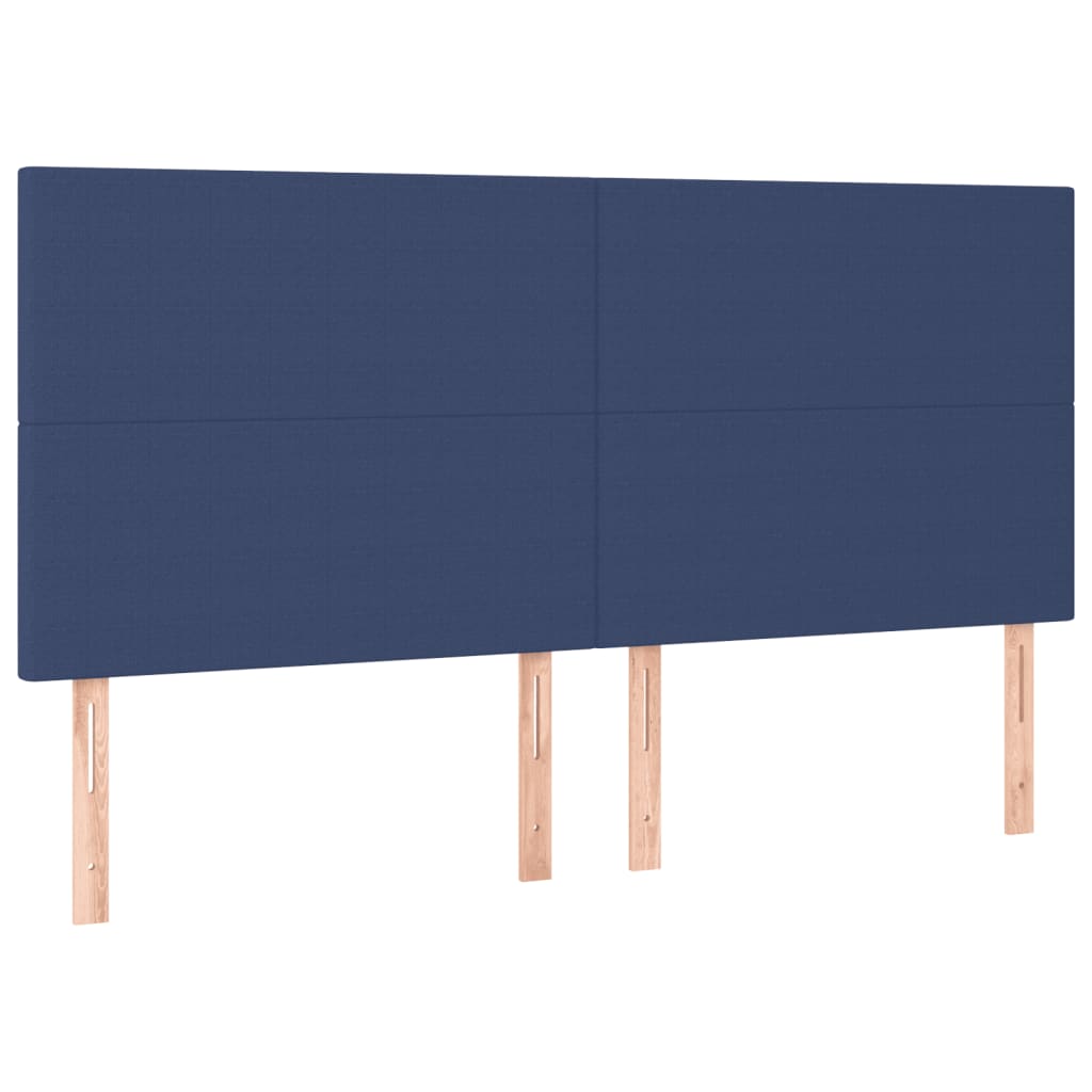 kontinentalseng med LED-lys 200x200 cm stof blå