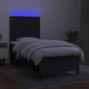 kontinentalseng med LED-lys 90x190 cm stof sort