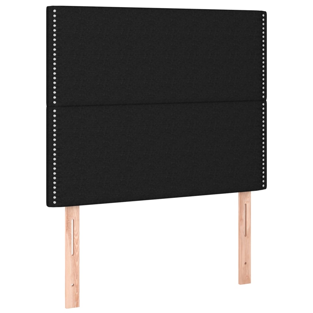 kontinentalseng med LED-lys 90x190 cm stof sort