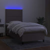 kontinentalseng med LED-lys 90x190 cm stof gråbrun