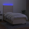 kontinentalseng med LED-lys 90x200 cm stof cremefarvet