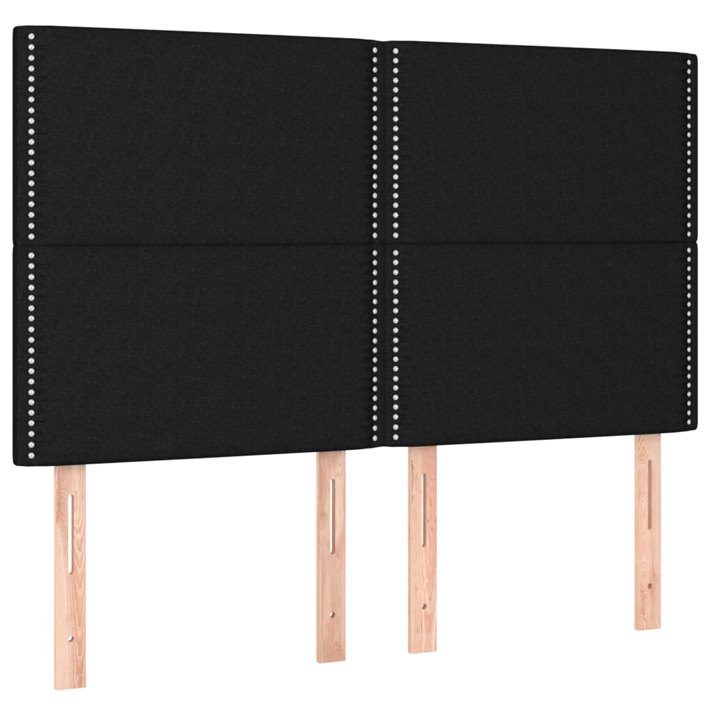 kontinentalseng med LED-lys 140x200 cm stof sort