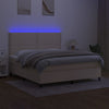 kontinentalseng med LED-lys 180x200 cm stof cremefarvet