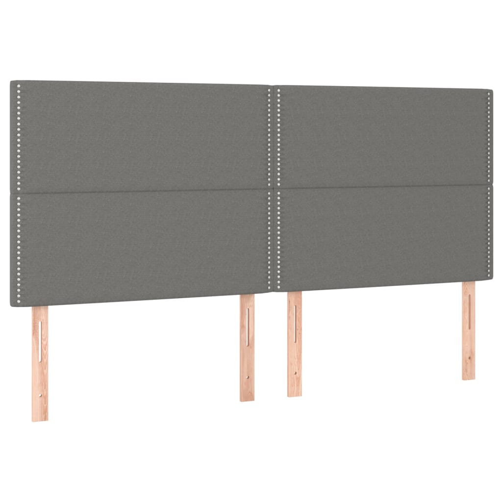 kontinentalseng med LED-lys 200x200 cm stof mørkegrå