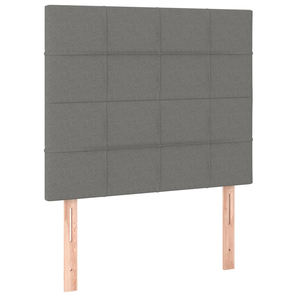kontinentalseng med LED-lys 90x190 cm stof mørkegrå