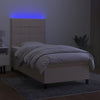 kontinentalseng med LED-lys 90x200 cm stof cremefarvet