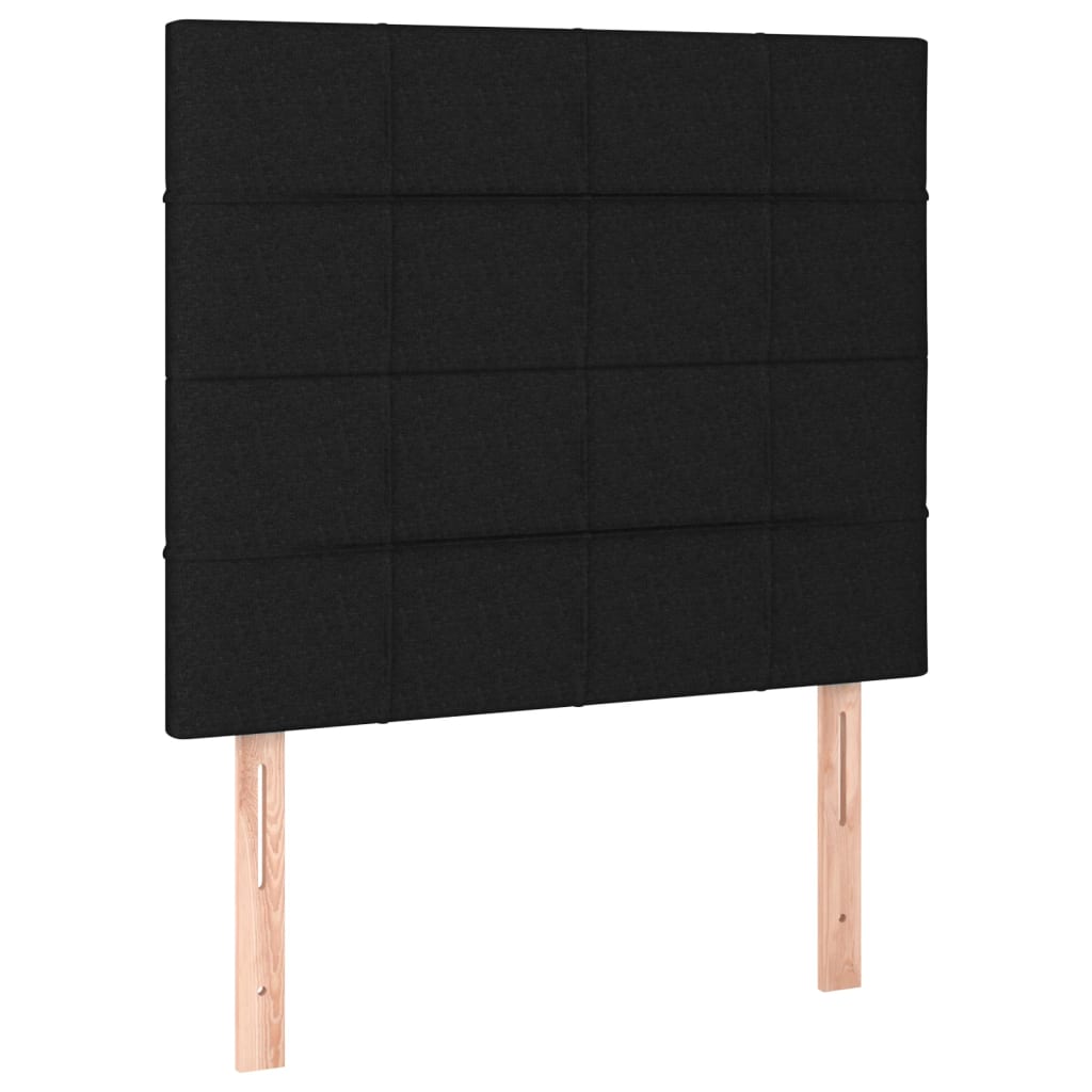 kontinentalseng med LED-lys 100x200 cm stof sort