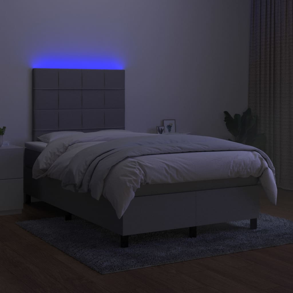 kontinentalseng med LED-lys 120x200 cm stof lysegrå