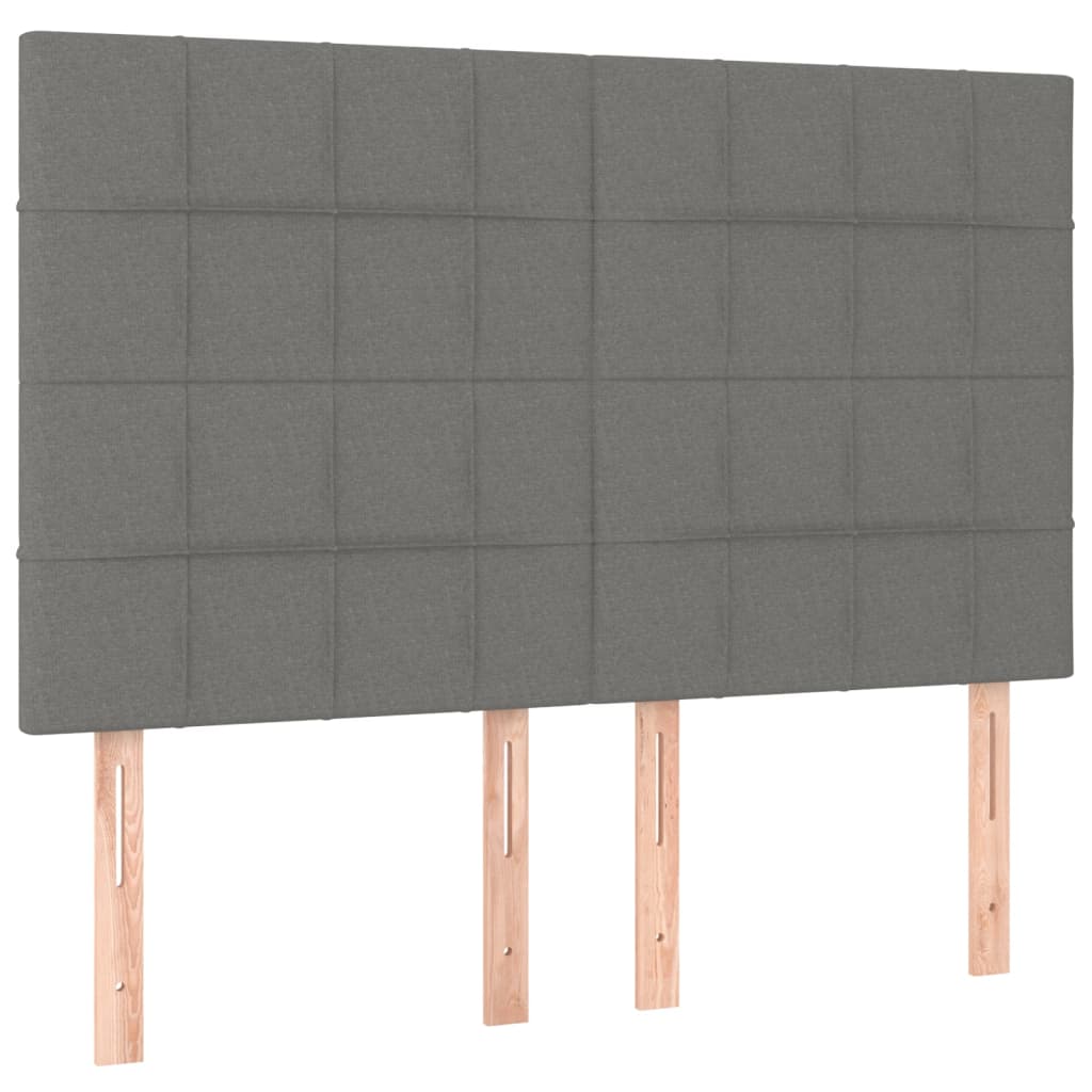 kontinentalseng med LED-lys 140x200 cm stof mørkegrå