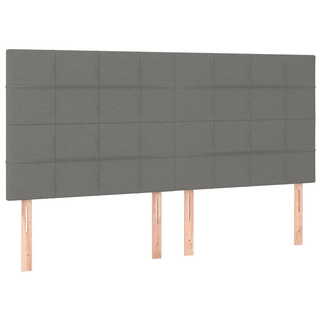 kontinentalseng med LED-lys 160x200 cm stof mørkegrå