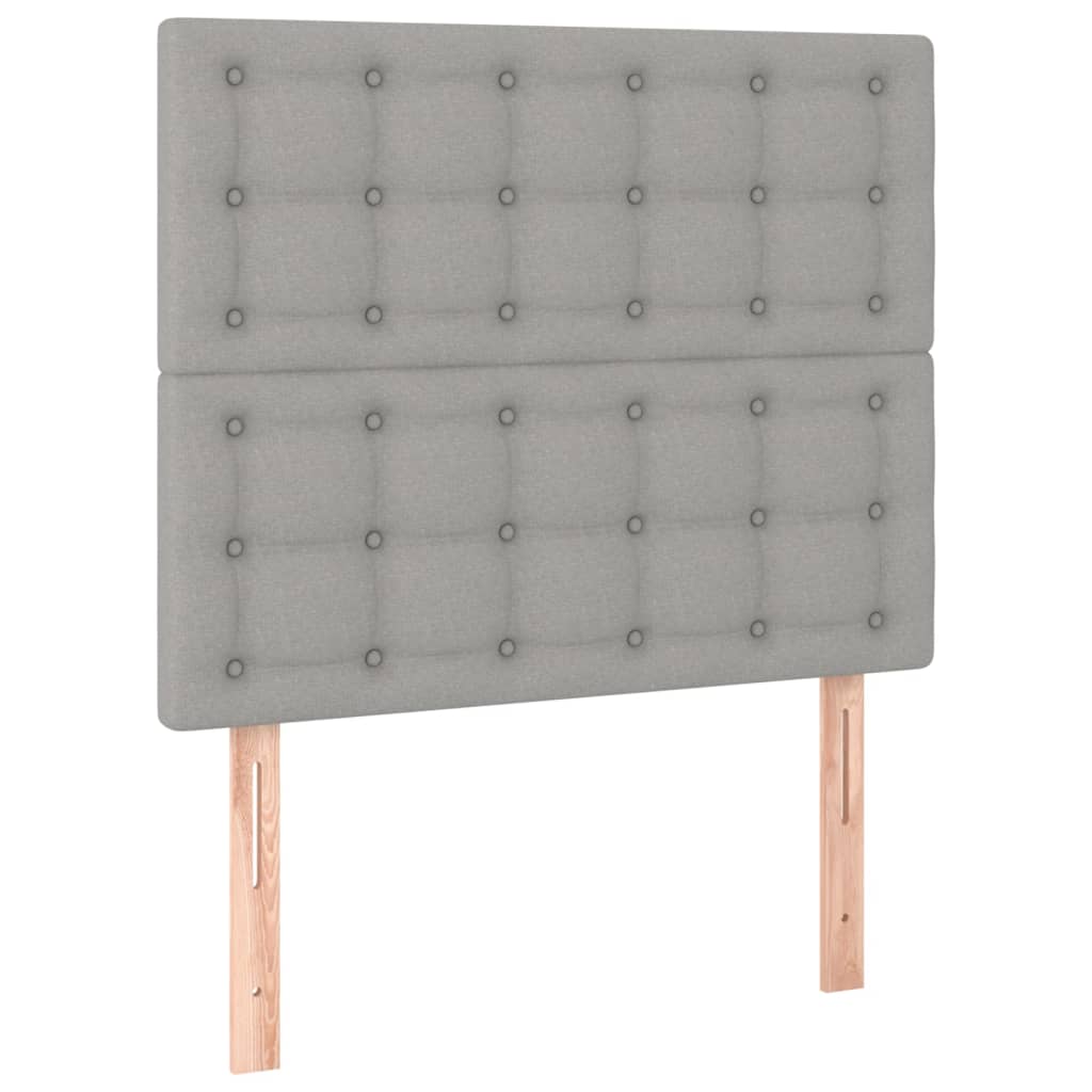 kontinentalseng med LED-lys 90x200 cm stof lysegrå