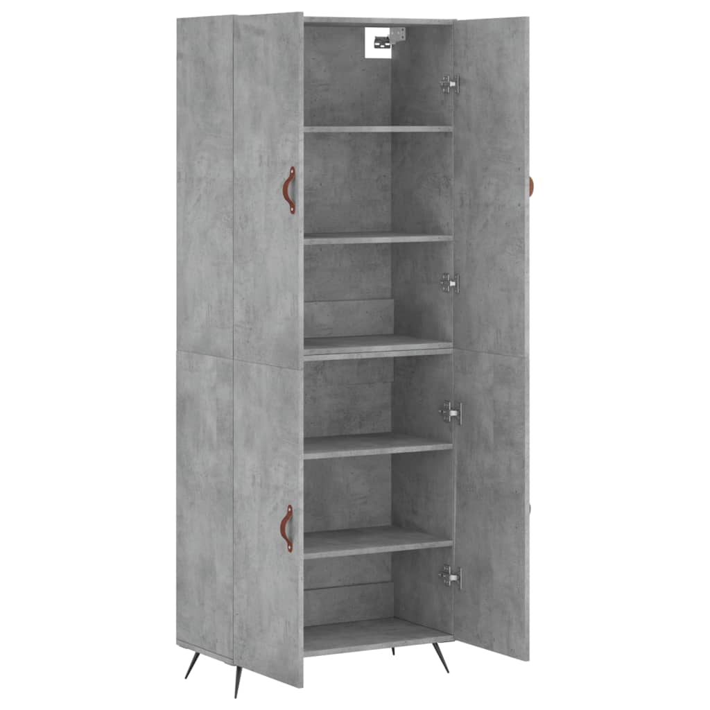 højskab 69,5x34x180 cm konstrueret træ betongrå