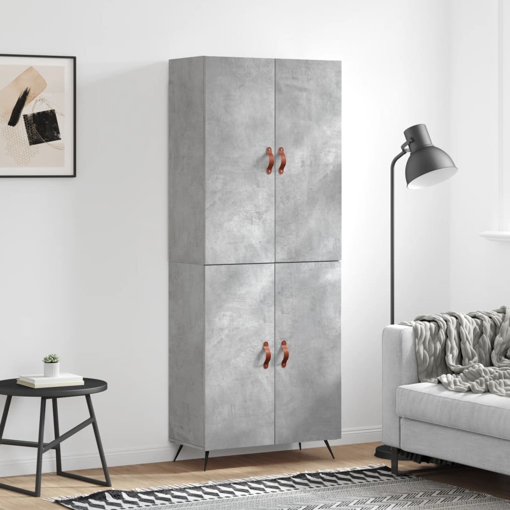højskab 69,5x34x180 cm konstrueret træ betongrå