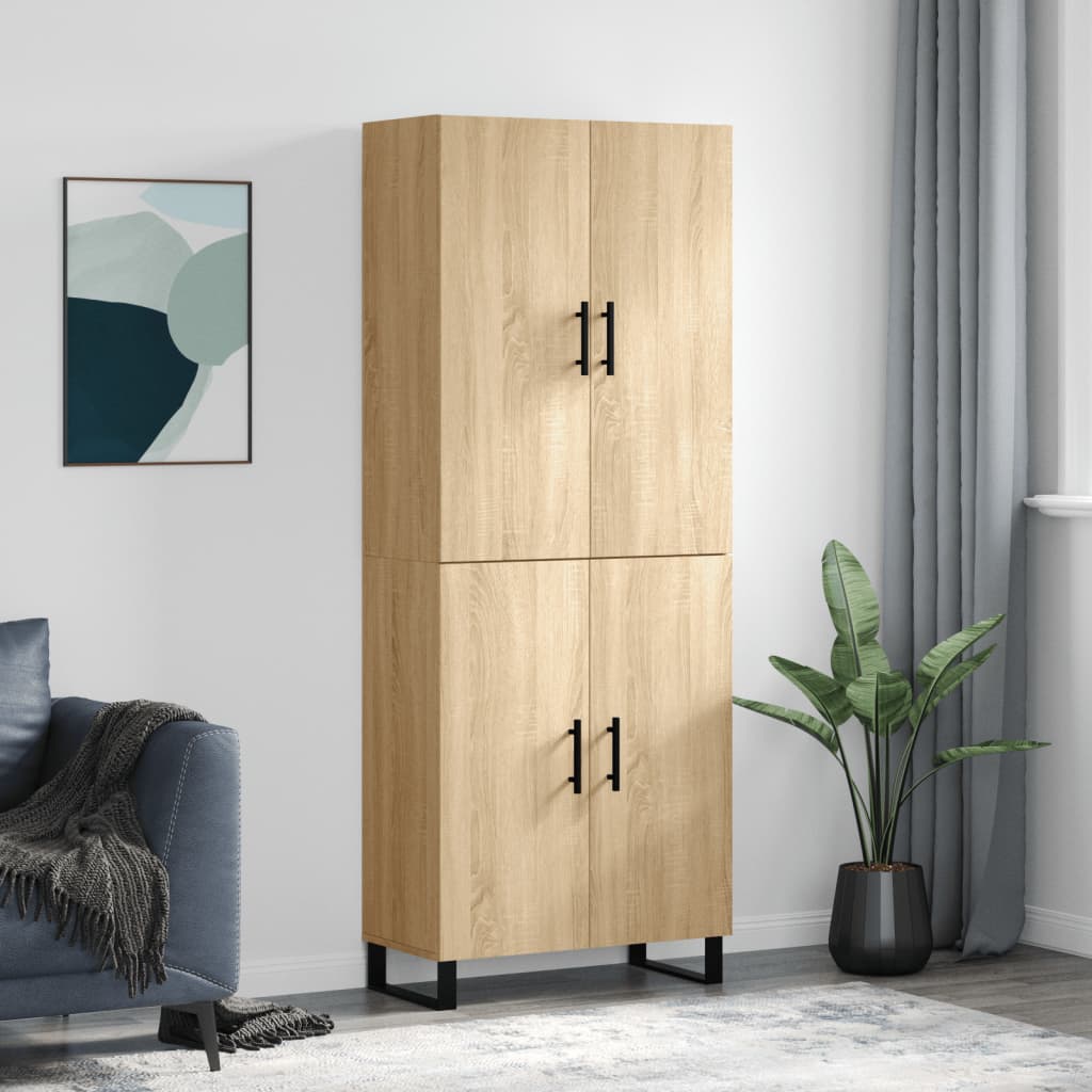 højskab 69,5x34x180 cm konstrueret træ sonoma-eg